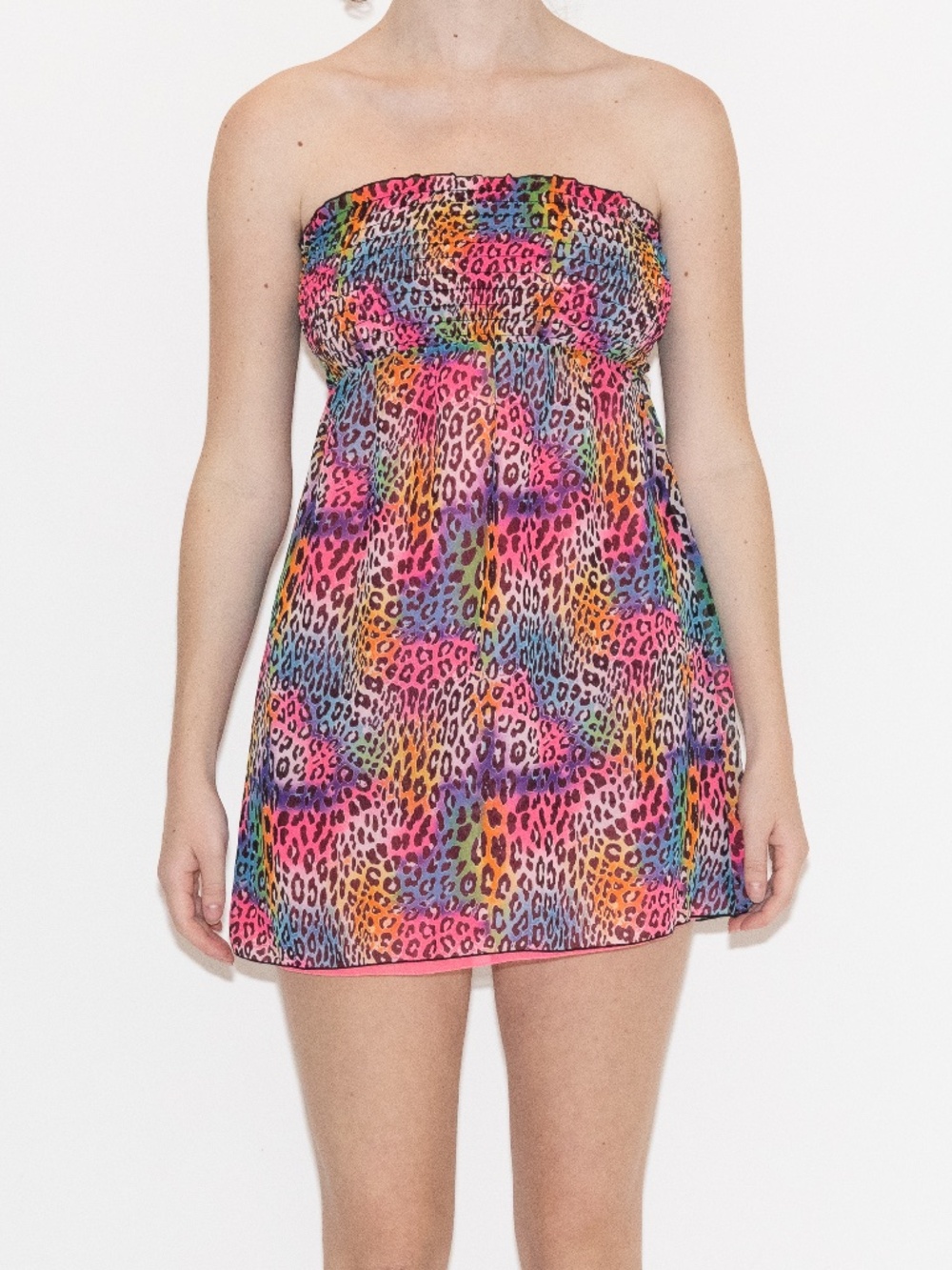 Y2k cheetah print mini dress reversible hot pink size small ocean pacific